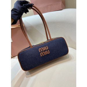 미우미우 아이비 보 데님 스몰 백