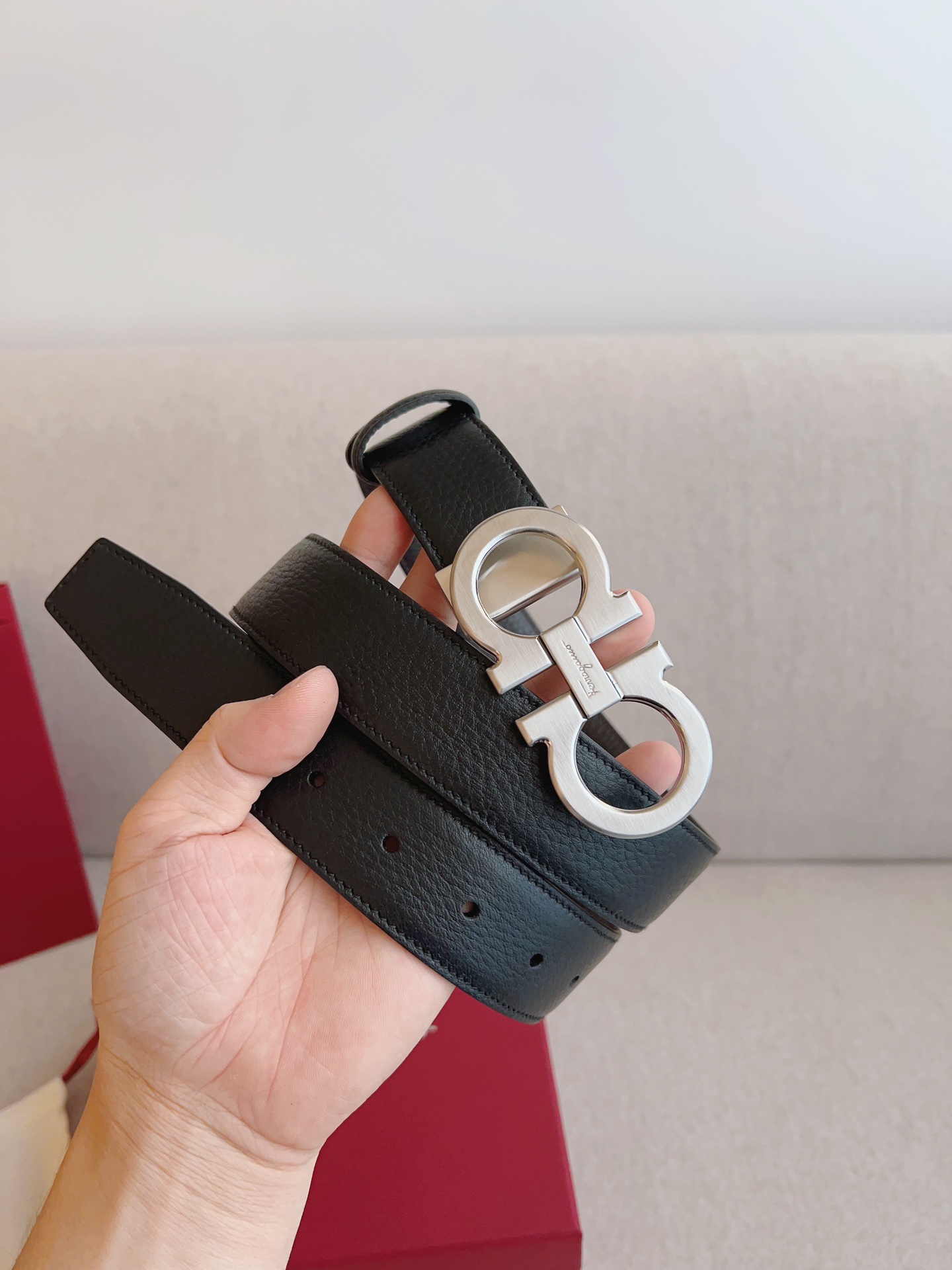 살바토레페라가모 모노그램 레더 벨트 2컬러 3.5cm
