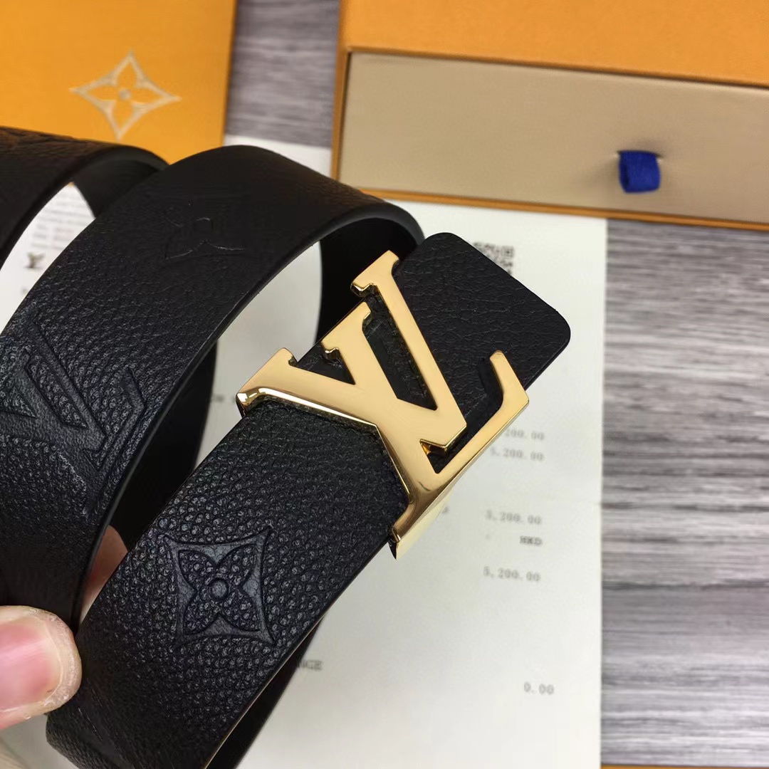루이비통 여성용 모노그램 가죽 벨트 블랙 3cm