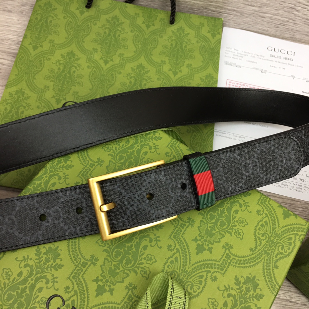 구찌 삼색 띠 장식품 벨트 3.5cm 2컬러