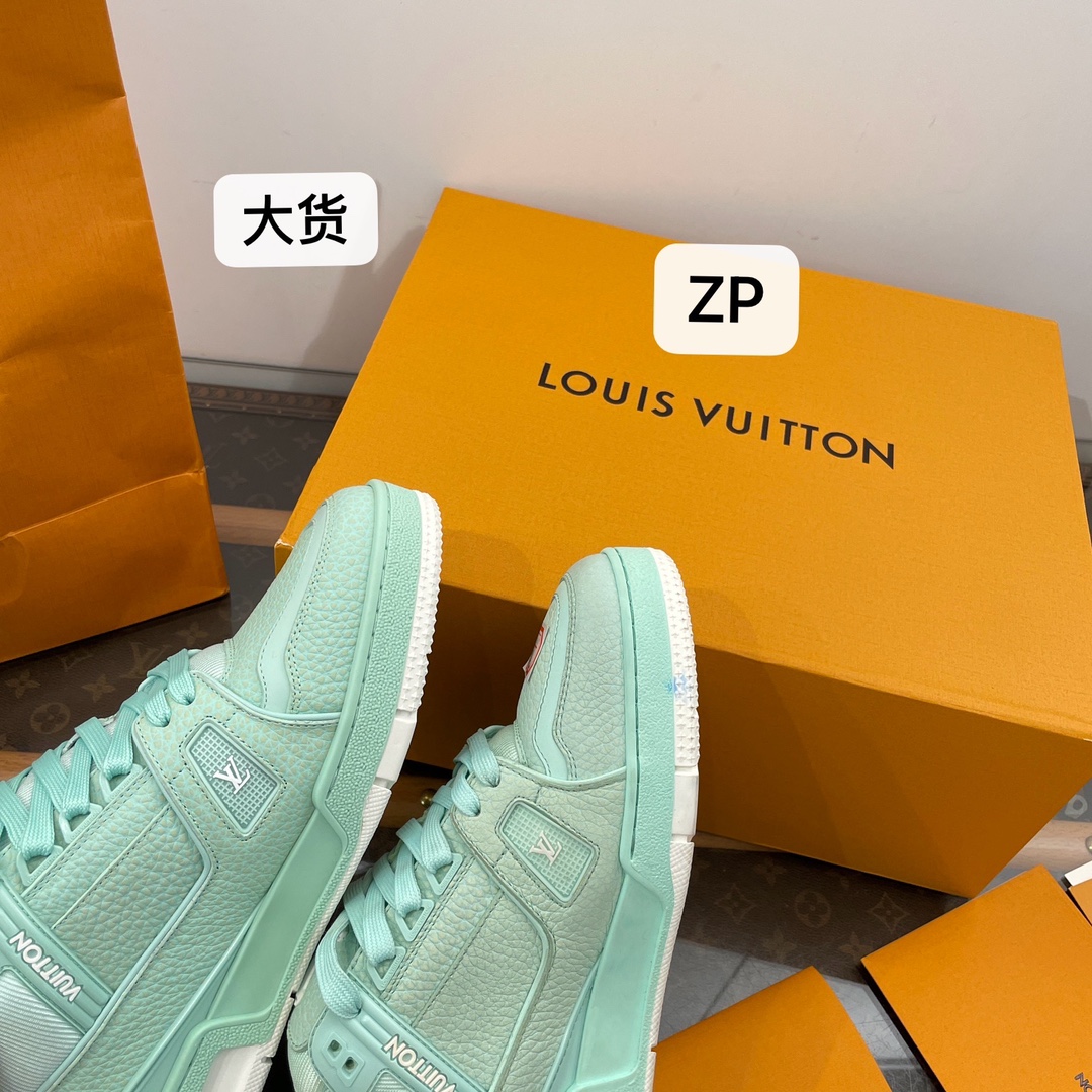 [DXJ] L. LV 순색 트레이너 스니커즈 커플 민트